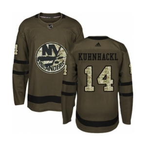 Youth Adidas New York Islanders #14 Tom Kuhnhackl Premier Green Salute to Service NHL Jersey