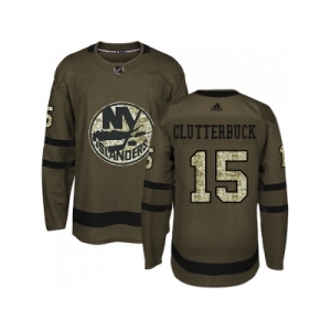 Youth Adidas New York Islanders #15 Cal Clutterbuck Green Salute to Service Stitched NHL Jerse