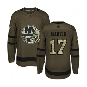 Youth Adidas New York Islanders #17 Matt Martin Authentic Green Salute to Service NHL Jersey