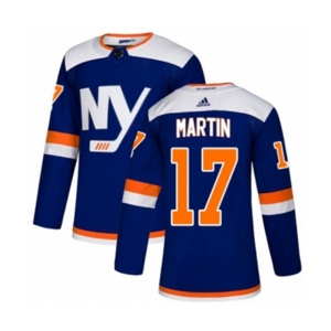 Youth Adidas New York Islanders #17 Matt Martin Premier Blue Alternate NHL Jersey