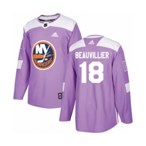 Youth Adidas New York Islanders #18 Anthony Beauvillier Authentic Purple Fights Cancer Practice NHL Jersey