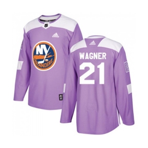 Youth Adidas New York Islanders #21 Chris Wagner Authentic Purple Fights Cancer Practice NHL Jersey