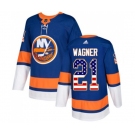 Youth Adidas New York Islanders #21 Chris Wagner Authentic Royal Blue USA Flag Fashion NHL Jersey