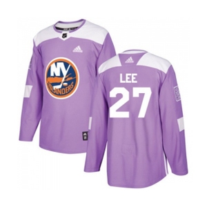 Youth Adidas New York Islanders #27 Anders Lee Authentic Purple Fights Cancer Practice NHL Jersey