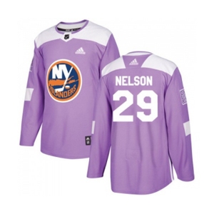 Youth Adidas New York Islanders #29 Brock Nelson Authentic Purple Fights Cancer Practice NHL Jersey