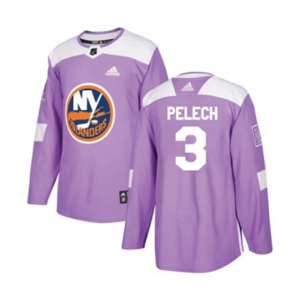 Youth Adidas New York Islanders #3 Adam Pelech Authentic Purple Fights Cancer Practice NHL Jersey