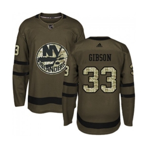 Youth Adidas New York Islanders #33 Christopher Gibson Authentic Green Salute to Service NHL Jersey