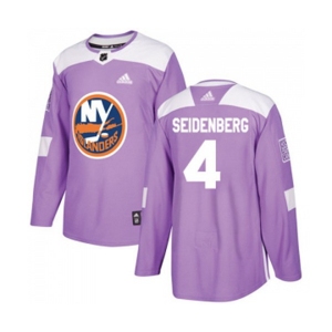 Youth Adidas New York Islanders #4 Dennis Seidenberg Authentic Purple Fights Cancer Practice NHL Jersey