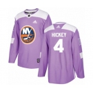 Youth Adidas New York Islanders #4 Thomas Hickey Authentic Purple Fights Cancer Practice NHL Jersey