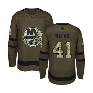 Youth Adidas New York Islanders #41 Jaroslav Halak Authentic Green Salute to Service NHL Jersey