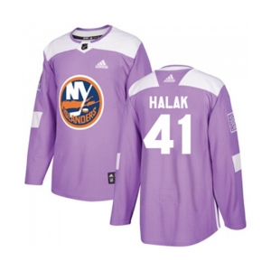 Youth Adidas New York Islanders #41 Jaroslav Halak Authentic Purple Fights Cancer Practice NHL Jersey