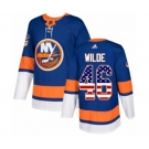 Youth Adidas New York Islanders #46 Bode Wilde Authentic Royal Blue USA Flag Fashion NHL Jersey