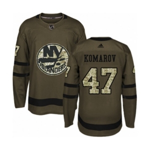 Youth Adidas New York Islanders #47 Leo Komarov Authentic Green Salute to Service NHL Jersey