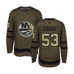 Youth Adidas New York Islanders #53 Casey Cizikas Authentic Green Salute to Service NHL Jersey