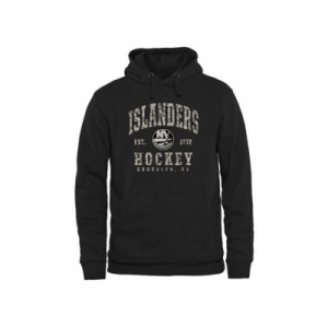 Men's New York Islanders Black Camo Stack Pullover Hoodie