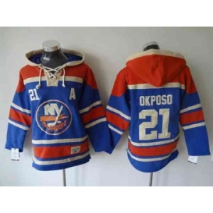 nhl jerseys new york islanders #21 okposo blue-red[pullover hooded sweatshirt][patch A]