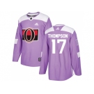 Men Adidas Ottawa Senators #17 Nate Thompson Purple Authentic Fights Cancer Stitched NHL Jersey