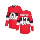 Men Adidas Ottawa Senators #17 Nate Thompson Red Authentic 2017 100 Classic Stitched NHL Jersey