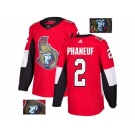 Men Adidas Ottawa Senators #2 Dion Phaneuf Red Home Authentic Fashion Gold Stitched NHL Jersey