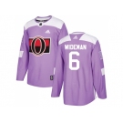 Men Adidas Ottawa Senators #6 Chris Wideman Purple Authentic Fights Cancer Stitched NHL Jersey