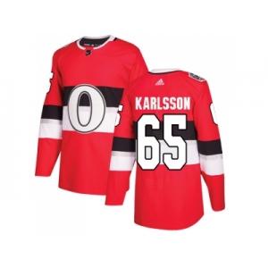 Men Adidas Ottawa Senators #65 Erik Karlsson Red Authentic 2017 100 Classic Stitched NHL Jersey