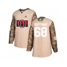 Men Adidas Ottawa Senators #68 Mike Hoffman Camo Authentic 2017 Veterans Day Stitched NHL Jersey