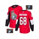 Men Adidas Ottawa Senators #68 Mike Hoffman Red Home Authentic Fashion Gold Stitched NHL Jersey