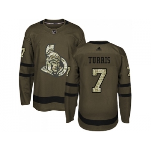 Men Adidas Ottawa Senators #7 Kyle Turris Green Salute to Service Stitched NHL Jersey