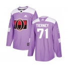 Men's Ottawa Senators #71 Chris Tierney Purple Fights Cancer Stitched Hockey Jersey