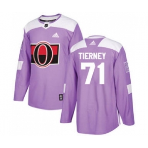 Men's Ottawa Senators #71 Chris Tierney Purple Fights Cancer Stitched Hockey Jersey