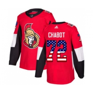 Men's Ottawa Senators #72 Thomas Chabot Red Home USA Flag Stitched Hockey Jersey