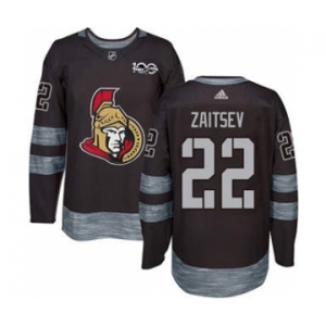 Men's Senators #22 Nikita Zaitsev Black 1917-2017 100th Anniversary Stitched Hockey Jersey