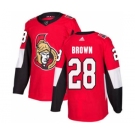 Men's Senators #28 Connor Brown Red Home Authentic Stitched Hockey Jersey