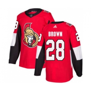 Men's Senators #28 Connor Brown Red Home Authentic Stitched Hockey Jersey