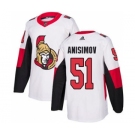 Men's Senators #51 Artem Anisimov White Road Authentic Stitched Hockey Jersey