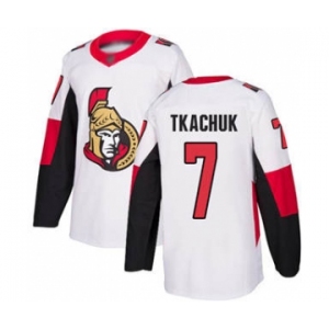 Men's Senators #7 Brady Tkachuk White Road Stitched Hockey Jersey