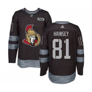 Men's Senators #81 Ron Hainsey Black 1917-2017 100th Anniversary Stitched Hockey Jersey