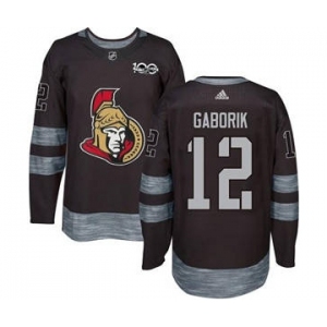Senators #12 Marian Gaborik Black 1917-2017 100th Anniversary Stitched Hockey Jersey