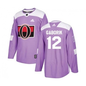 Senators #12 Marian Gaborik Purple Fights Cancer Stitched Hockey Jersey