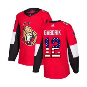 Senators #12 Marian Gaborik Red Home USA Flag Stitched Hockey Jersey