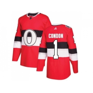 Women Adidas Ottawa Senators #1 Mike Condon Red Authentic 2017 100 Classic Stitched NHL Jersey