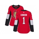 Women Adidas Ottawa Senators #1 Mike Condon Red Home Authentic Stitched NHL Jersey