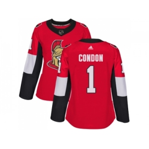 Women Adidas Ottawa Senators #1 Mike Condon Red Home Authentic Stitched NHL Jersey