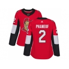 Women Adidas Ottawa Senators #2 Dion Phaneuf Red Home Authentic Stitched NHL Jersey