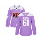 Women Adidas Ottawa Senators #61 Mark Stone Purple Authentic Fights Cancer Stitched NHL Jersey