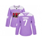 Women Adidas Ottawa Senators #7 Kyle Turris Purple Authentic Fights Cancer Stitched NHL Jersey
