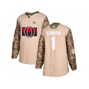 Youth Adidas Ottawa Senators #1 Mike Condon Camo Authentic 2017 Veterans Day Stitched NHL Jersey