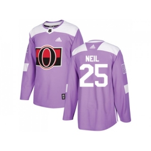 Youth Adidas Ottawa Senators #25 Chris Neil Purple Authentic Fights Cancer Stitched NHL Jersey