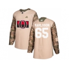Youth Adidas Ottawa Senators #65 Erik Karlsson Camo Authentic 2017 Veterans Day Stitched NHL Jersey