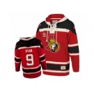 Men's Old Time Hockey Ottawa Senators #9 Bobby Ryan Authentic Red Sawyer Hooded Sweatshirt